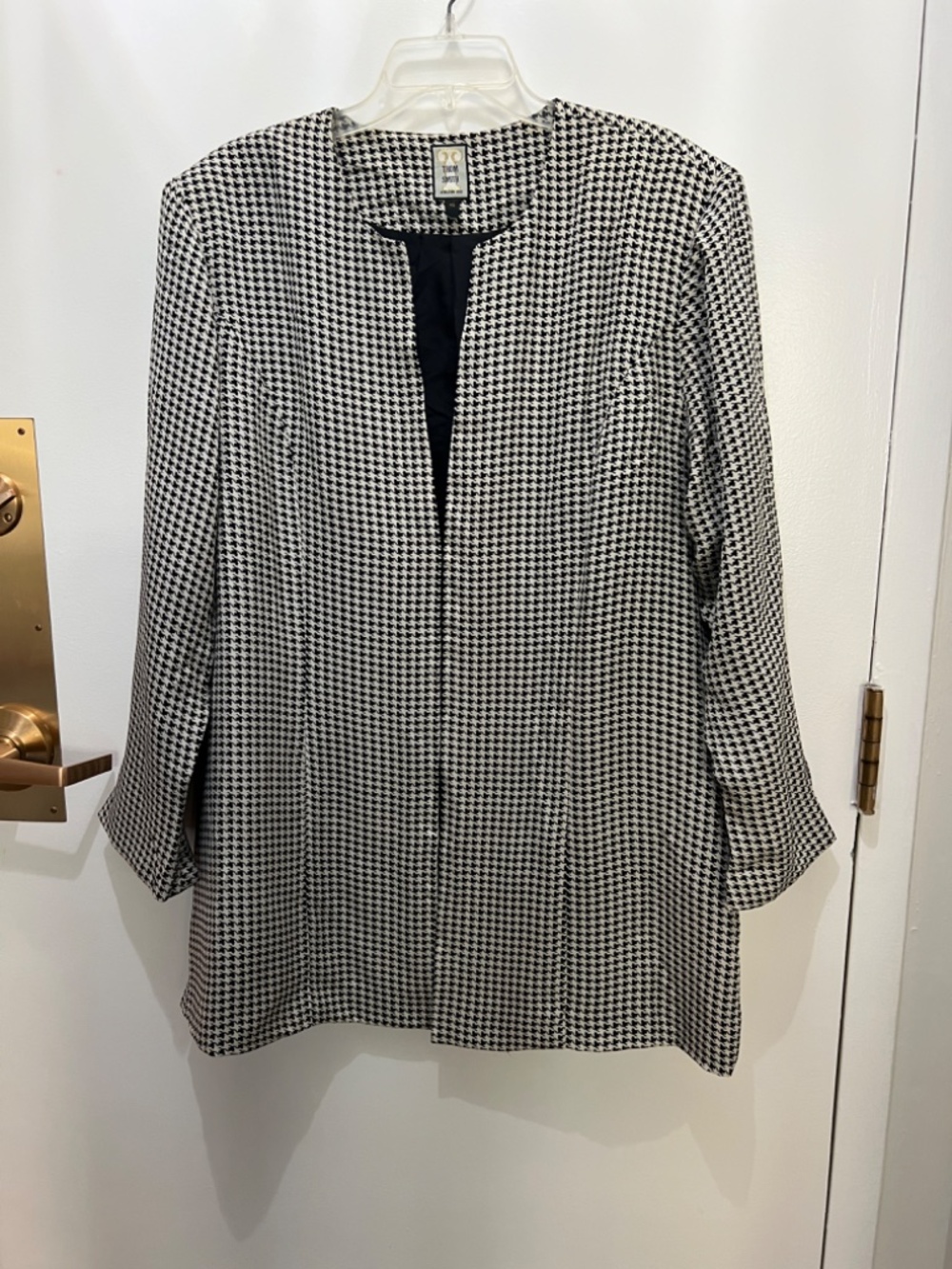 UNIQUE Vintage Thom Smith ATELIER XXI Houndstooth silk jacket cardigan PlSize 18
